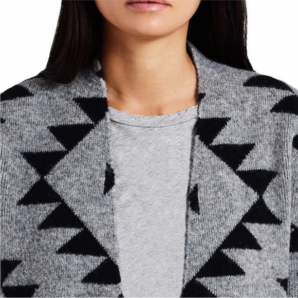 Frye Cozy Open Front Luxe Yarn Jacquard Southwestern Patterned Cardigan Size XL - Picture 5 of 10